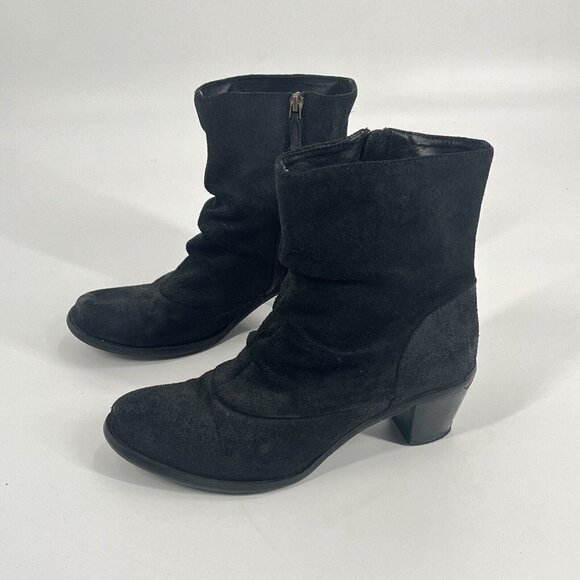 Cordani Burnished Black Leather Ankle Boots Zippers Slouchy Sz 39 Sz 9 - Picture 3 of 9